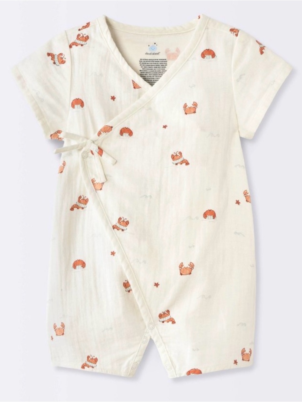 Cat & Jack Cream Muslin One-Piece Bodysuit with Orange Crab Print